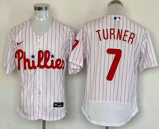 Mens Philadelphia Phillies #7 Trea Turner White Stitched MLB Flex Base Nike Jersey